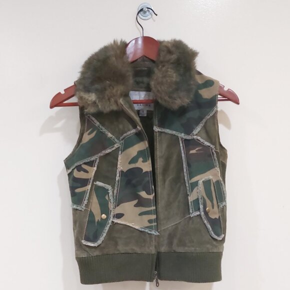 💋BOHO CHIC💋 Stunning Y2K VTG Camo Distressed Genuine Leather Vest - Picture 4 of 16